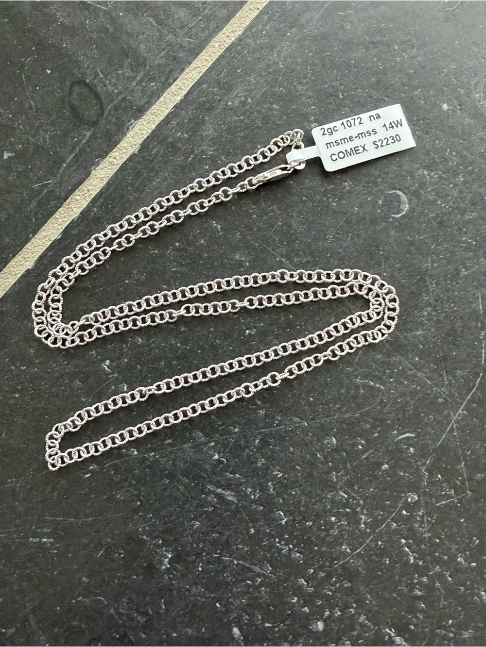 14K White Gold Double-Round Link Necklace - 20” long